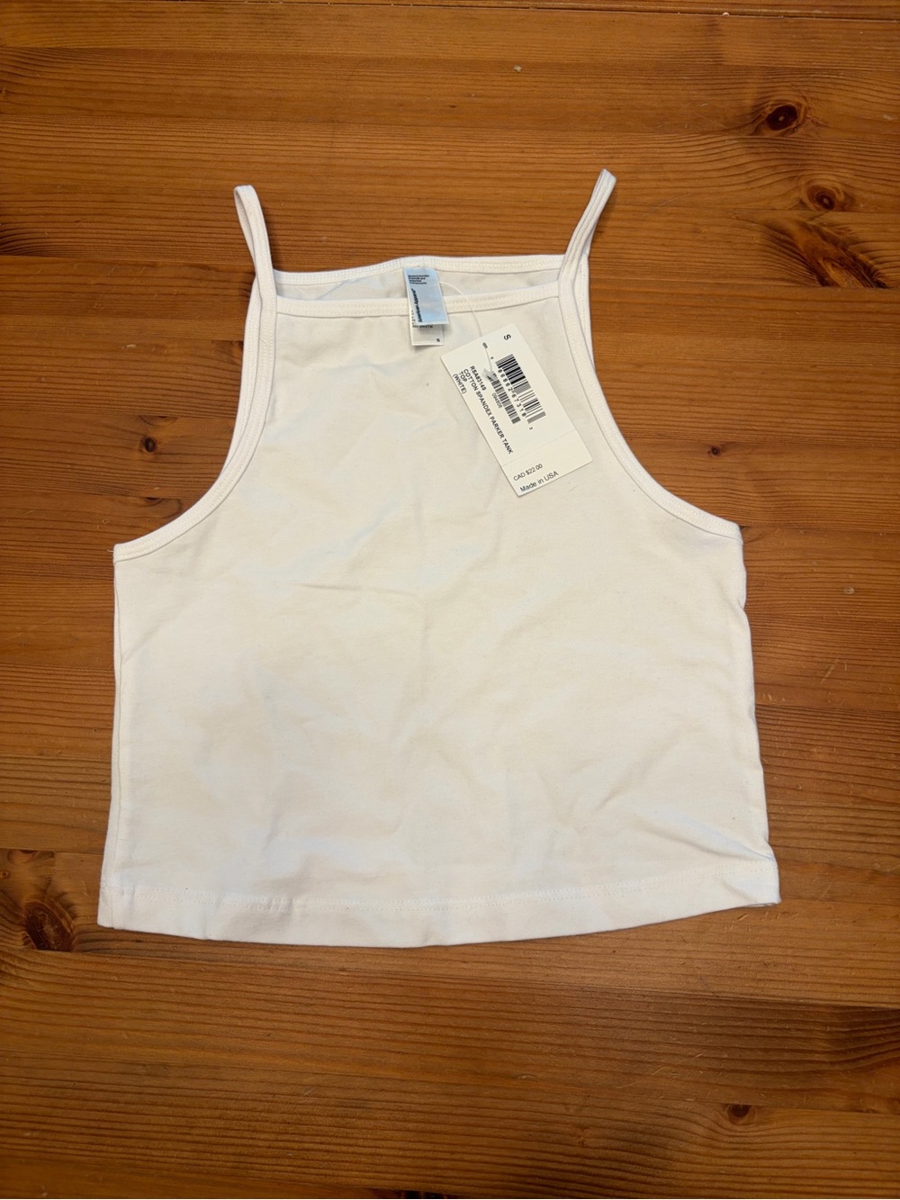 American Apparel White Cropped Spaghetti Strap Tank